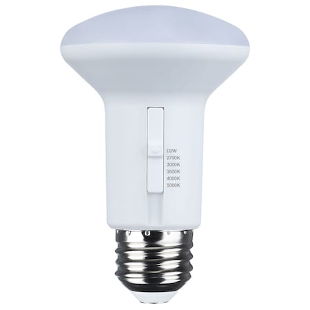 Satco 5.8 Watt R20 LED - 27K/30K/35K/40K/50K CCT Selectable - Dim to Warm - White Finish - 120 Volt S11782